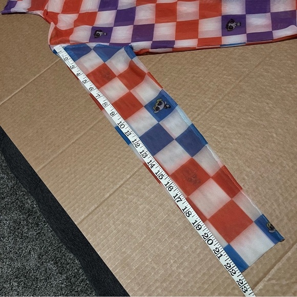 Cartoon Network Powerpuff Girls checkered mesh turtleneck, long sleeve, stretchy - Picture 2 of 11